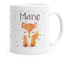 Kindertasse Kunststoff Fuchs mit Namen personalisierte Namenstasse für Kinder Jungen Mädchen SpecialMe® weiß Kunstoff-Tasse