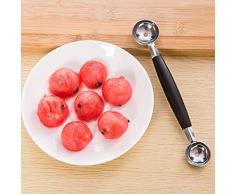 MXECO Double Head Ice Cream Dig Kugel Scoop Löffel Baller Geschirr Werkzeug Wassermelone Melone Obst Tranchiermesser Cutter Gadge (Silber)