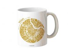 Tasse Henkeltasse WIEN VIENNA Stadtplan 5 Farben, hochwertiger Henkelbecher Geschenktasse Kaffeebecher Kaffeetasse, kleines persönliches Geschenk für viele Gelegenheiten von 44spaces