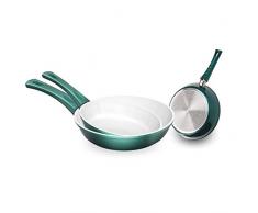 Genius Cerafit Fusion Bratpfannen-Set Induktions-Pfannen Keramik-Pfannen (3 Teile) in Smaragdgrün mit kratzfester Antihaft-Beschichtung für gesundes Kochen ohne Fett und Öl