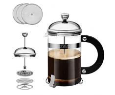 OZAVO Kaffeebereiter Glas, French Press Kaffee-Presse mit Edelstahlfilter und Edelstahl-Rahmen, Kaffeezubereiter Presskanne für Kaffee oder Tee, 800 ML