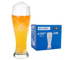 Van Well 6er Set Weizenbiergläser 0,5 l mit Ährendekor