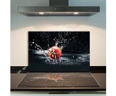 DAMU | Ceranfeldabdeckung 1 Teilig 80x52 cm Herdabdeckplatten aus Glas Tomate Schwarz Elektroherd Induktion Herdschutz Spritzschutz Glasplatte Schneidebrett