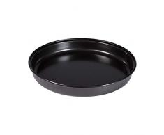 Mikrowellen-Pfanne, Bräter, Grillpfanne, Ofentablet, Pizzablech, Mikrowellen-Geschirr, Fleisch, braten, schwarz, Karbonstahl, Ø 25 x 4 cm