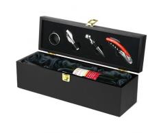 Weinflaschen-Box & Zubehör mit Kellnermesser/Korkenzieher, Flaschenverschluss, Ausgießer mit Spund und Weinkragen sowie Platz Für Ihre igene Weinflasche | bar @ Drinkstuff Weinset, Set von Wein- Accessoires