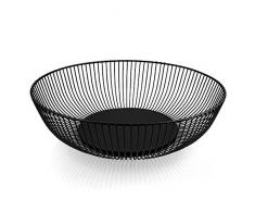 HEYNNA® „Pure“ Obstschale aus Edelstahl in schwarz matt/Metall Obstkorb mit großem Fassungsvolumen – Skandinavische Deko - 28cm