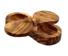 budawi- Olivenholz Gewürzdose mit Deckel, Behälter für Salz & Pfeffer Olivenholzschale