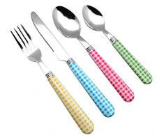 EXZACT Color Edelstahl-Besteck Set 24 Stück - 6 x Tafelgabeln, 6 x Tafelmesser, 6 x Abendessen Löffel, 6 x Teelöffel (24 x Mischfarben)
