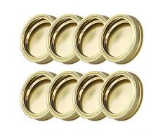 Agoky 8er Set 70mm Edelstahl Ersatzdeckel Schraubverschluss für Sturzgläser, Marmeladengläser, Einmachgläser, Regular Mouth Mason Jars Canning Jars Gold One Size