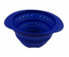 Happy flex Platzsparendes Silikon Sieb faltbar/Küchensieb/Nudelsieb/Faltsieb/Abtropfsieb/Seiher in Blau