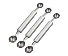 Centraliain Obstballer, 3 Stück Edelstahl Double-End Watermelon Ballers Küche EIS Obstlöffel Silber