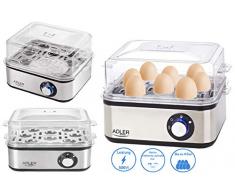 Adler Elektrischer Eierkocher | 1-8 Eier | Eier 500 Watt | Edelstahlheizplatte | Automatische Abschaltung | Kontrollleuchte | Überhitzungsschutz | Eier Kocher | Egg Cooker |