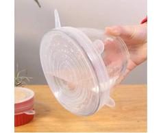 Oulensy 6pcs / Set Stretch Wiederverwendbare Silizium Deckel Universaldeckel Silikon Nahrungsmittelverpackungsschale Topfdeckel Silikonabdeckung Pfanne Kochen Küchen Stoppers