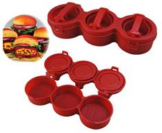 3 in 1 Burgerpresse für gefüllte Burger | Hamburgerpresse | Hamburgerformer | Burger Patty Former | Hamburger Zubereitung - selber Machen | BBQ Fleischpresse mit Griff | KitchenAid - Burgerpressen