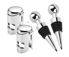 Globaldream Flaschenverschluss, 2 Stück Weinflaschenverschluss und 2 Stück Sektflaschenverschluss Weinflaschenverschluss Edelstahl für die Weinsammlung Rotwein Champagner Bier Saver Sealer