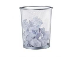 Relaxdays Papierkorb Metall, großer Papiereimer fürs Büro, Runder Mülleimer 20 Liter, Draht, 30 cm Ø, 35 cm hoch, silber