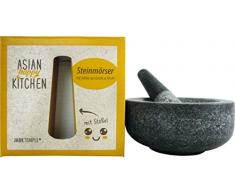 JADE TEMPLE Steinmörser mit Stößel im Set, effektives und einfaches mörsern, aus massivem Granit mit 18 cm Durchmesser und 8,5 cm Höhe