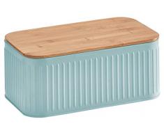 Zeller 25161 Brotkasten mit Bamboodeckel, Brotkasten, Metall, Mint, 30 x 18 x 13 cm