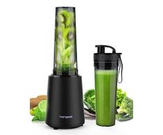 homgeek Mixer Smoothie Maker, Mini Blender mit Tragbarer BPA-freie 500ML Flasche, Tragbar Mini Standmixer für Shake, Smoothie, Eis, Getränk von Obst und Gemüse, 300 Watt, 25,000 U/Min, Schwarz