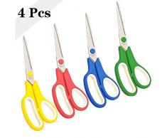 FXCIST Schere mit weichem Griff, 20 cm, Titan-Scherenblätter,4 Stück, Mehrzweck-Scheren mit ultrascharfen Klingen, Komfortgriffe, robust und scharf für Schule, Zuhause, Büro, Kunst, Basteln, robust