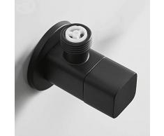 AXWT Alle Bronze Schwarz Kalte Wärme Verdicken Dreieckventil Wasser Absperrventil Becken Gemüsetopf Keramikbecken WC Quartet Eins In Zwei Heraus Dreieckventil G1 / 2 Eckventil (Color : A Black)