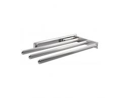 Gedotec Handtuchhalter ausziehbar Geschirrtuchhalter Handtuch-Auszug HOSTEL aus Aluminium | Chrom poliert glänzend | Handtuchstange 3-armig | Einbaulänge 443 mm | 1 Stück - Handtuchreling dreiarmig