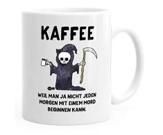 MoonWorks® Kaffee-Tasse Kaffee weil man ja nicht jeden Morgen mit einem Mord anfangen kann Spruch Papa weiß unisize