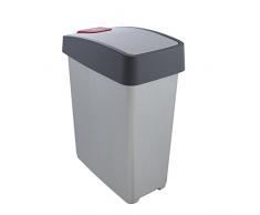 keeeper Premium Abfallbehälter mit Flip-Deckel, Soft Touch, 25 l, Magne, Silber