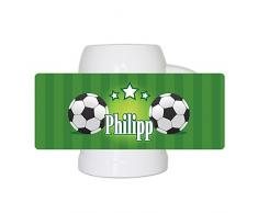 Fußball-Bierkrug mit Namen Philipp und schönem Motiv mit Fußbällen und grünem Hintergrund für Männer - Fan-Bierkrug personalisiert - Deutschland-Krug - Bierhumpen