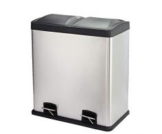 iHouse 2 Fach Edelstahl Abfalltrennsystem 60L (2 x 30L) Abfalltrenner Mülltrenner mit Pedal