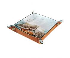 TIZORAX Igel Essen Brot Leder Aufbewahrungsbox Valet Tray Schmuck Organizer für Münzschlüssel