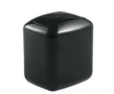 mDesign Tischmülleimer aus robustem Kunststoff – kompakter Abfalleimer für Bad, Wohnzimmer und Küche mit praktischem Schwingdeckel und 2,7 Liter Fassungsvermögen – schwarz