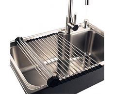 Hihamer Abtropfgestell Küchenregal Abtropfgitter Geschirrabtropfer für Geschirr Spüle aus Edelstahl, Verstellbar