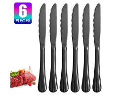 HOBO Steakmesser,Schwarz Besteckset, 22.6cm Steakbesteck Tomatonmesser, Besteck Steak Messer Küchenmesser Glatt Geschliffene Klingen aus rostfreiem Japan-Edelstahl für Heim und Restaurant