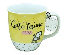 Sheepworld 46457 Gute Laune, Porzellan, 40 cl, mit Geschenk-Anhänger, Gelb Tasse