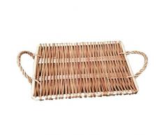 ZARQ Desserttablett, Rattan Binaural Obsttablett Wasserschale Teetablett Desktop Lebensmittelablage Tablett Foto Requisiten