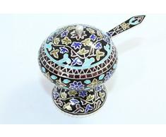 Rajasthan gems Schwarz, handgefertigt mit Enamel 925 Sterling-Silber mit Trinket Box mit Löffel