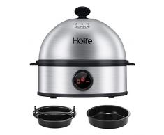 Eierkocher, Holife Edelstahl Eierkocher 7 Eier Testsieger mit Automatische Abschaltung Eierkocher mit 2 gedämpfte Eier/Härtegradeinstellung/Überhitzungsschutz/Messbecher mit Eipick, BPA-frei