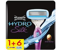 Wilkinson Sword Hydro Silk Damen Rasierer und Rasierklingen, Rasierer + 6 Ersatzklingen, briefkastenfähig