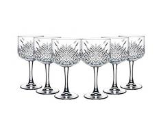 Pasabahce 440237 Gin Cocktail Glas „Timeless“ im Kristall-Design, Höhe ca. 20 cm, 6er Set aus Glas