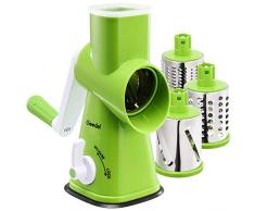 Geedel Käsereibe, Manuelle Trommelreibe mit 3 abnehmbaren Trommelblättern, Schnelles Schneiden Spätzlereibe, ideal als Kartoffelreibe, Gemüsehobel, Käsemühle