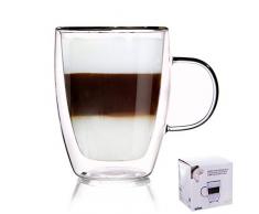 ORION Teeglas Kaffeeglas Doppelwandiges Doppelwandige Gläser Thermoglas für KAFFEE Latte Cappuccino Tee 300 ml