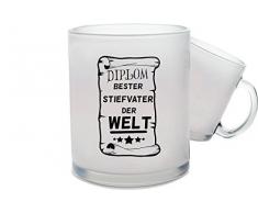 Shirtinstyle Glastasse Tee Kaffeetasse satiniert, Diplom Bester Stiefvater der Welt