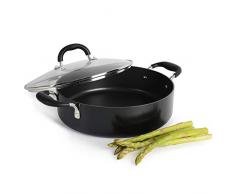 ProCook Gourmet Non-Stick Bratentopf - mit Deckel - Induktion - 24 cm - 2,9 l - Bräter - mit Antihaftbeschichtung - Stay-Cool Silikongriff - niedriger Bratentopf - Schmortopf