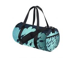 YCHY Gym Bag,Sporttasche Ocean Life Banner Made Fancy Paper,New Canvas Print Eimer Sporttasche Fitness Taschen Reisetasche Gepäck Handtasche