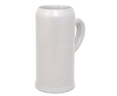 Bavariashop Bierkrug, Salzglasiert, Schlanke Form, 0,5 l Füllmenge, Weiß, Hochwertiges Bierseidel