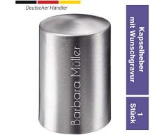 Uakeii Personalisierter Premium Flaschenöffner mit Gravur Aluminium -Push & Pull- Kapselheber mit Name Großer Bierflaschenöffner Edelstahl-Optik (Silber)