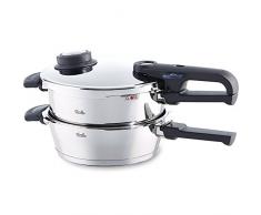 Fissler vitavit premium / Induktions-Schnellkochtopf-Set, 2-teilig, (4,5 L und 2,5 L - Ø 22 cm) Edelstahl-Dampfkochtopf und Schnell-Bratpfanne, 2 Garstufen, stapelbar, alle Herdarten auch Induktion