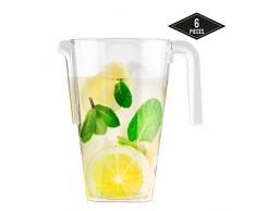 6 Stück Einweg Plastik Krug, Transparent 1.5L - Stabile, Elegant & Wiederverwendbar - Pitcher Bier - Krüge für Cocktails, Wasser, Saft auf Partys, Geburtstage, Weihnachten.