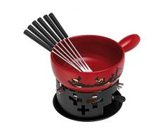 KUHN RIKON 32178 Fondue Käsefondue Set Käsefondueset Alphornbläser 9-tlg bestehend aus Caquelon, Rechaud, Brennpaste und 6 Gabeln